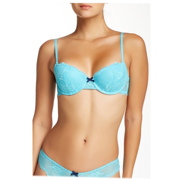 NWT-Heidi Klum Sabine Underwire Contour Balconette Bra, Capri (Torquoise), 32D - Picture 1 of 2